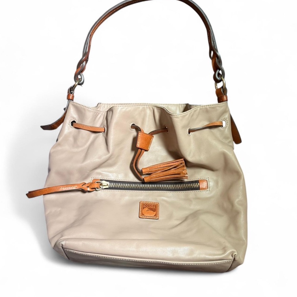 Dooney & Bourke all Leather Bucket Bag Tan and Brown